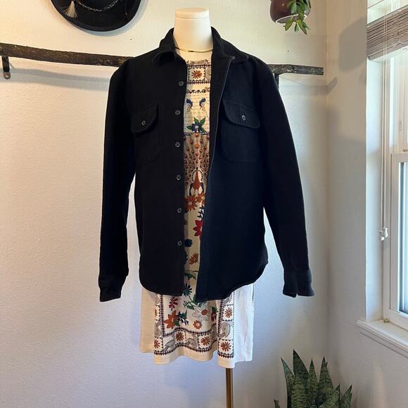 J.Crew Black Heavyweight Cotton Slim Button Front Shacket Shirt Size Large - Picture 2 of 10